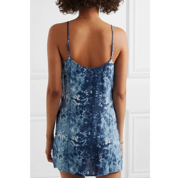 Reformation Seville Tie-Dyed Georgette Mini Dress / Size XS / Blue White - Picture 3 of 9